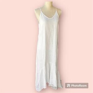 Terzo Millennio Size Sm spaghetti straps white high low slip linen maxi dress